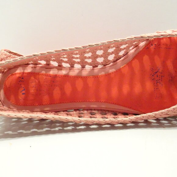 Tory Burch Shoes Flats Carlyle Woven Leather Ballet Flats Pink Orange Size 7 - Picture 3 of 5
